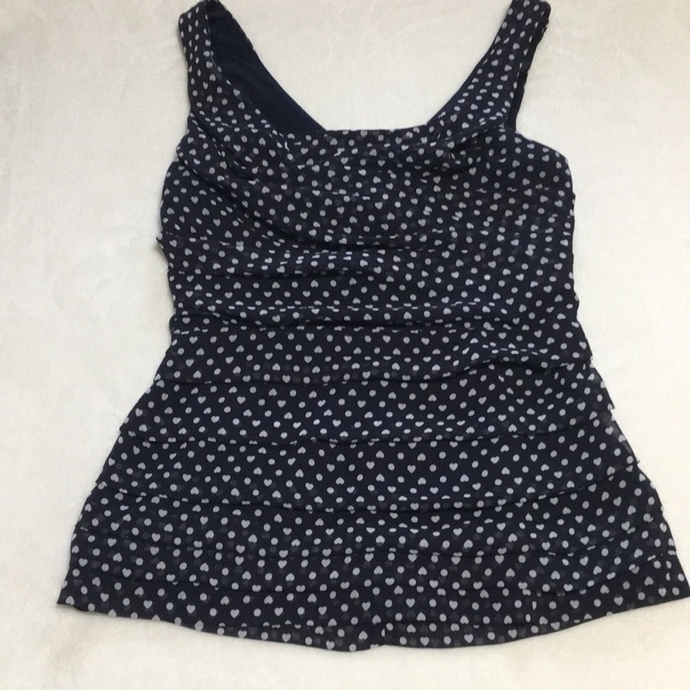 Express dressy navy & white tank